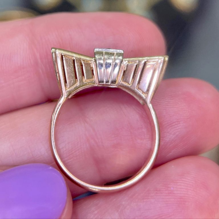 SOLD Retro diamond bow ring, circa 1950 Karen Deakin Antiques