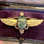 antique gold Egyptian Revival scarab brooch